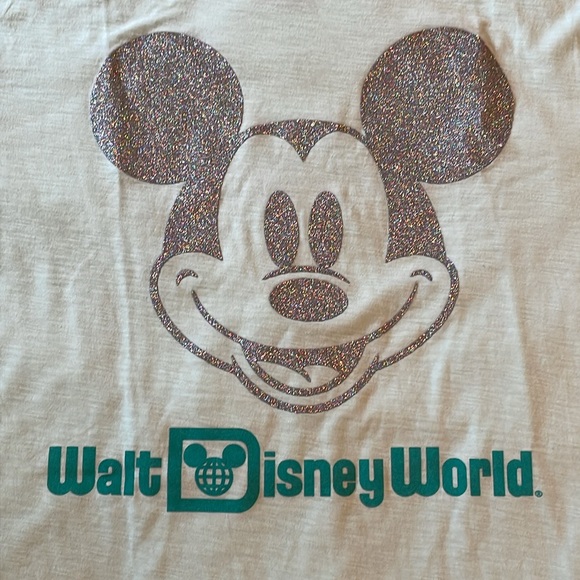 Pale Blue Sparkly Mickey Mouse Disney Shirt - Picture 2 of 10